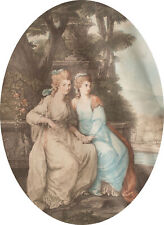 Angelica Kauffmann da ritratto di donna William Dickinson sign color incisione 1782