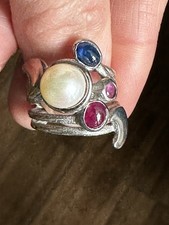 Argento 925 Anello Perla