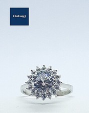 Anello donna argento 925 oro bianco solitario kate con zirconi bianchi