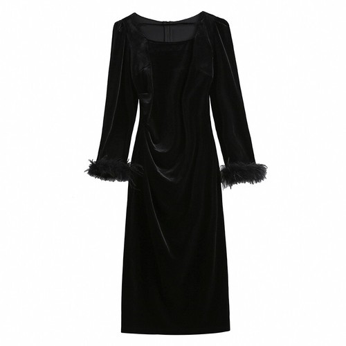Donna velluto abito collo - donna,