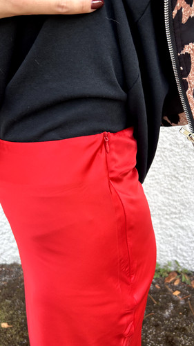 Gonna raso rossa donna - raso,