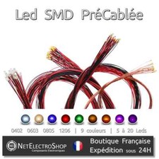 Led CMS PréCablée 0402 0603 0805 1206, PreWired SMD Led, 9 couleurs, 5 à 20pcs