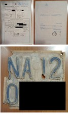 Targa NA originale dell'epoca e visura Vespa GS 160 08/05/1964 radiata d'ufficio