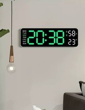 Orologio da parete digitale a led con data e temperatura display Verde moderno 