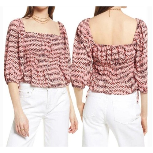 Top collo quadrato stampa geo