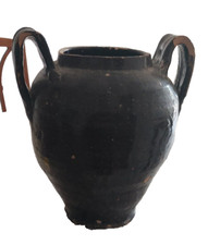 ANTICA ANFORA NERA FINE 800-inizio 900-h-33-larghezza 27-bocca e base 15 cn