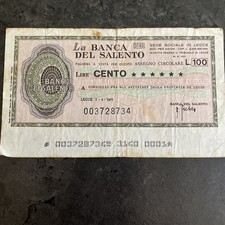 Mini Assegno Banca del Salento 100 Lire 1977 – Fior di Stampa, Collezione