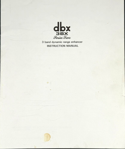 Dbx 3bx serie due - due, manuale
