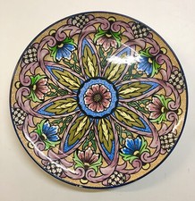 Grande Piatto In Ceramica Smaltata, Dipinta A Mano. Firmato Sul Retro. Spagna.