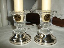 2 PORTACANDELE BUGIA CRISTALLO RCR 24% PIOMBO ARGENTO 925 STERLING PATERNA LIVI 