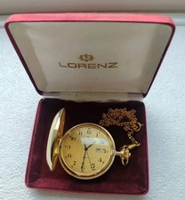 Lorenz quartz date orologio da tasca placcato oro in perfette condizioni 