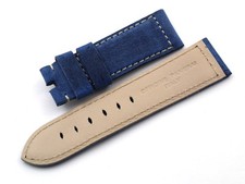Watch Band Officine Panerai Leather Mohawk Blu 24/ 22mm Hand Made Casual Ricambi