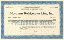Northern Refrigerator Line, Inc. - Certificato di Stock - Stock Generale