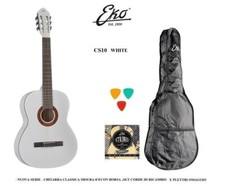 EKO CS10 WHITE CHITARRA CLASSICA BIANCA 4/4 KIT CON CUSTODIA + PLETTRI + CORDE 
