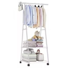Stender Stand Appendiabiti Attaccapanni con Rotelle a Scaffale Armadio (Bianco)