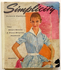 SIMPLICITY PRINTED PATTERNS AUGUST FASHION SHIRT DRESS 1954 moda BOOK CATALOGO