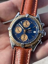 Breitling Automatic Chronomat C13047 Original Blue Dial Solid Gold Bezel Vintage
