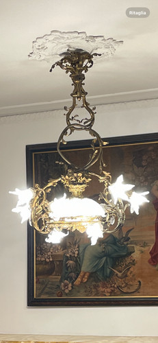 Lampadario epoca ottone e - d'epoca,