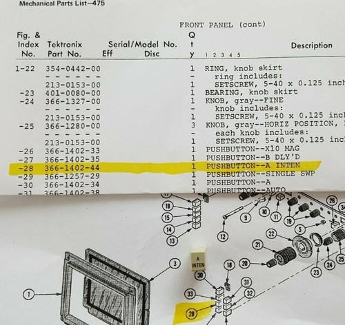 Tektronix 475 manopola - tektronix,