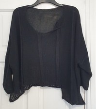 Maglione maglia sottile nero vestibilità ampia Made in Italy taglia 16 18!