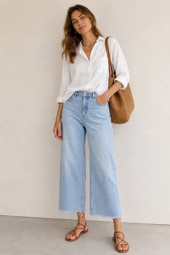 Jeans culotte zara vita alta - jeans,