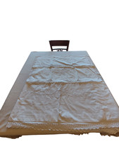 Lenzuolo matrimoniale vintage + 2 federe in puro cotone inizi '900 ricamato mano