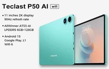 Teclast P50 AI 11" 6+128GB Android 15 Allwinner A7333-AI Octacore LPDDR5 Tablet