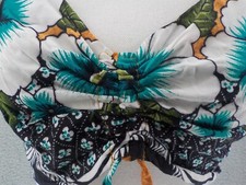 Hibiscus Collection Halter Crop Top Blouse Geometric Tropic Adjustable Ruche NWD