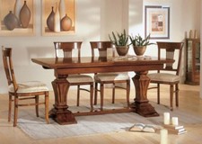 TAVOLO RETTANGOLARE BALAUSTRA ALL.180/360 NOCE PIANO INTARSIATO 4 VARIANTI 539