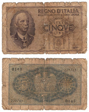 ITALIA 5 Lire 1940 IMPERO