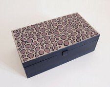 Cofanetto legno portagioie porta tisane tè cassetta cucito memory box leopardato