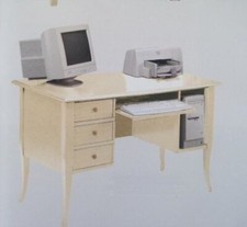 SCRIVANIA MOBILE PC STUDIO 3 CASSETTI ARTE POVERA AVORIO PATINATO