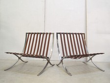 2x Barcelona CHAIR telaio STIEGLER Knoll poltrona BAUHAUS anni 50