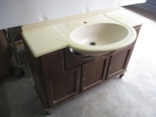 MOBILE BAGNO LAVABO 3 ANTE LEGNO ARTE POVERA ANNI '70