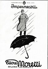 PUBBLICITA' 1921 IMPERMEABILI ETTORE MORETTI MILANO PIOGGIA OMBRELLO UOMO MODA