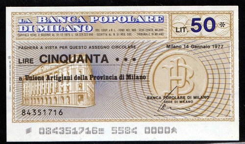 Miniassegni 1977 banca - miniassegni,