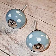 Set 2 Pomelli in Ceramica Festaes - Grigio, Bianco, Argento - Diametro 4 cm