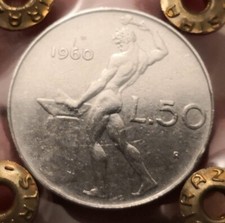 50 Lire 1960, Italia Repubblica, Non Comune, Perizia qSPL, Rif. 3769