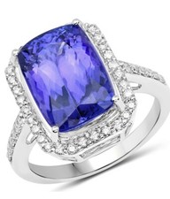Anello Donna Oro Bianco Tanzanite e Diamanti