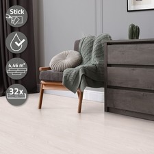 Pavimento in PVC 2 mm autoadesivo in vinile bianco 4,46 m² piastrelle 32 listoni