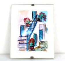 Piccolo Quadretto complemento d'arredo Casa Dipinto a Mano Acquarelli GRECIA