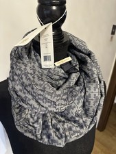 Sciarpa jacquard Tory Burch logo mosaico Tory blu navy/nuova avorio