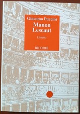 GIACOMO PUCCINI "MANON LESCAUT" LIBRETTO RICORDI 138204
