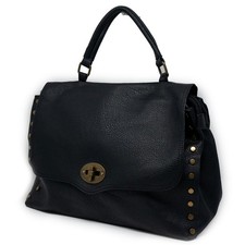 Borsa nera donna a mano con borchie tracolla cartella da lavoro per ufficio