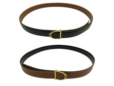 NUOVA CINTURA VINTAGE HERMES FIBBIA ETRIER 24MM T80 IN PELLE REVERSIBILE...