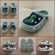 CIABATTE ZOCCOLI SABOT IN GOMMA TAGLIA 25/26  COLORE AZZURRO-BLU CON DINOSAURO