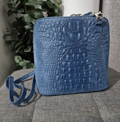 Borsa tracolla pelle blu - in,
