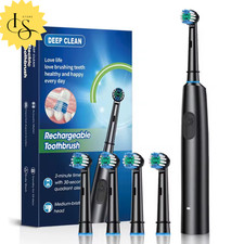 Spazzolino Elettrico Ricaricabile Usb con 4 Testine Pulizia Denti Igiene Orale