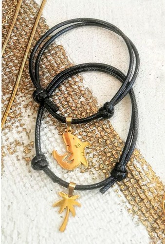 Bracciale nero shark palms - shark,