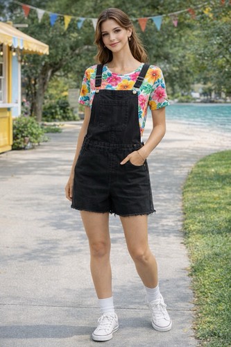 Minigonna bavaglino denim nero